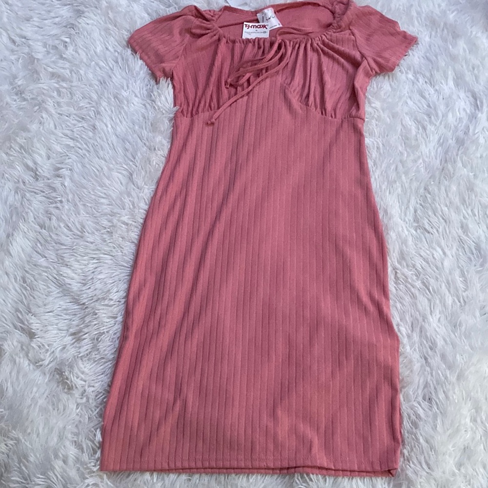 Light Pink Ribbed Dress by Livi